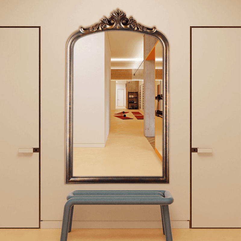 Espejo barroco arqueado retro de bronce