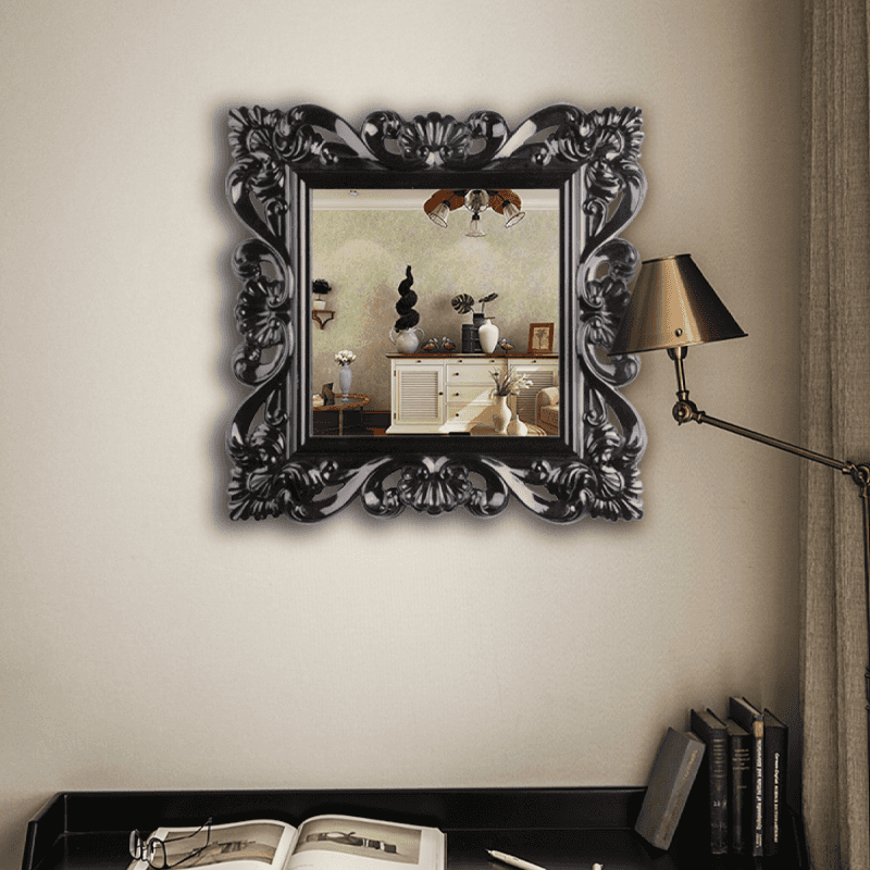 Espejo de pared estilo clásico negro de 60 cm.