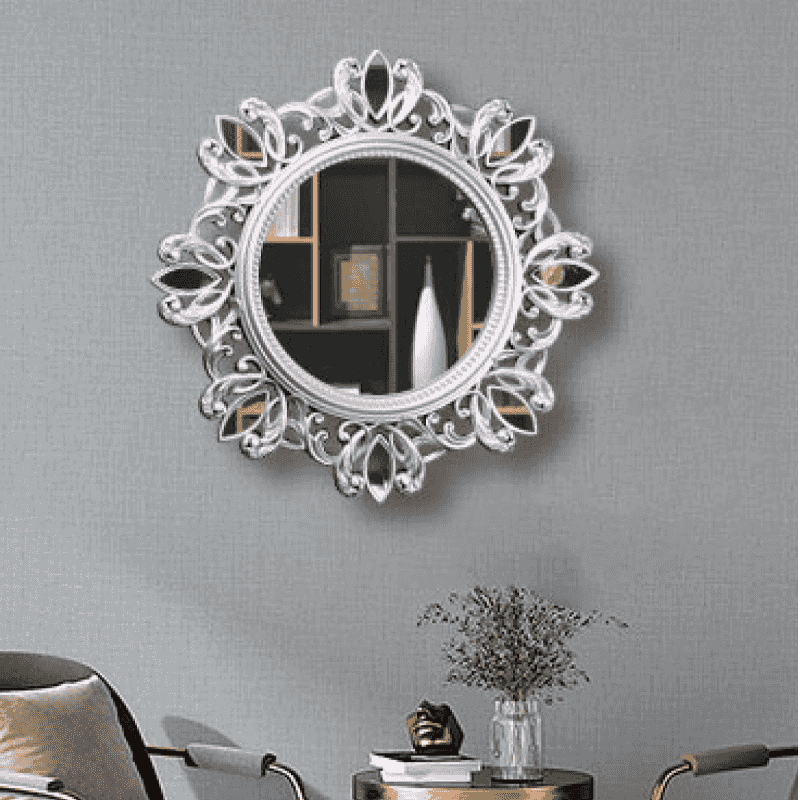 Espejo de pared redondo de estilo clásico de 52 cm.