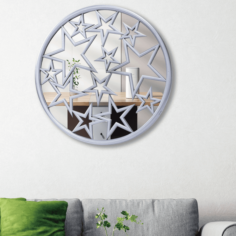 Espejo decorativo de pared con forma de estrella redonda de 56 cm.