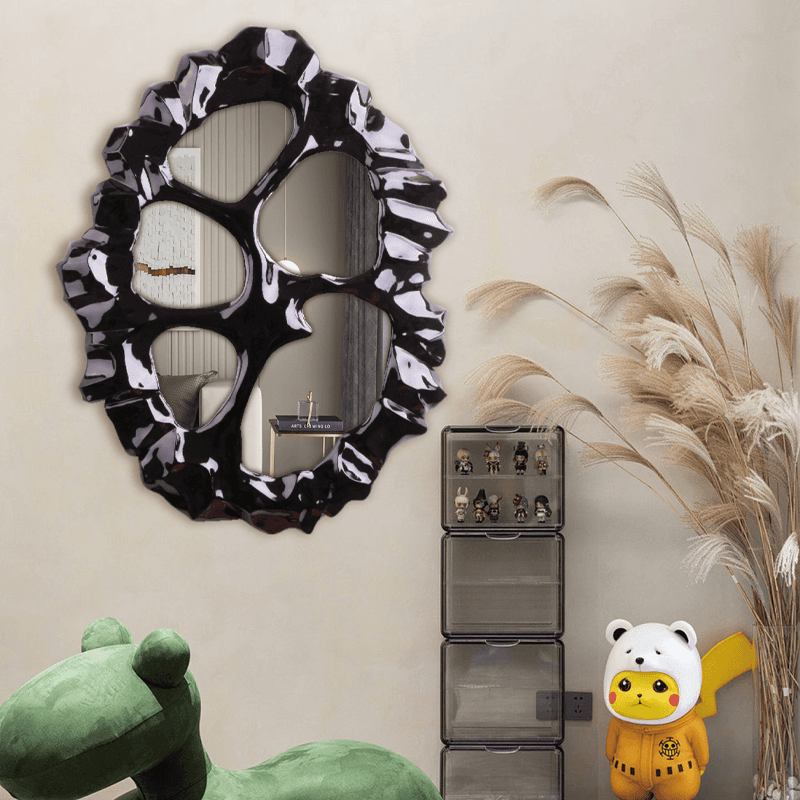 Espejo decorativo de pared de piedra negra