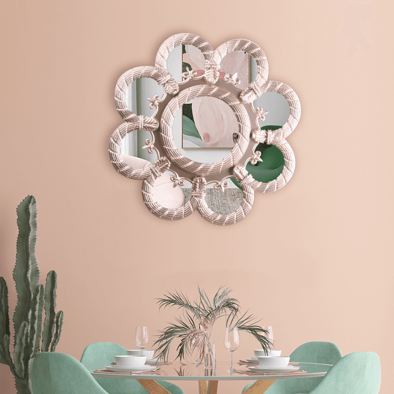 Espejo decorativo de pared floral de oro rosa de 60 cm