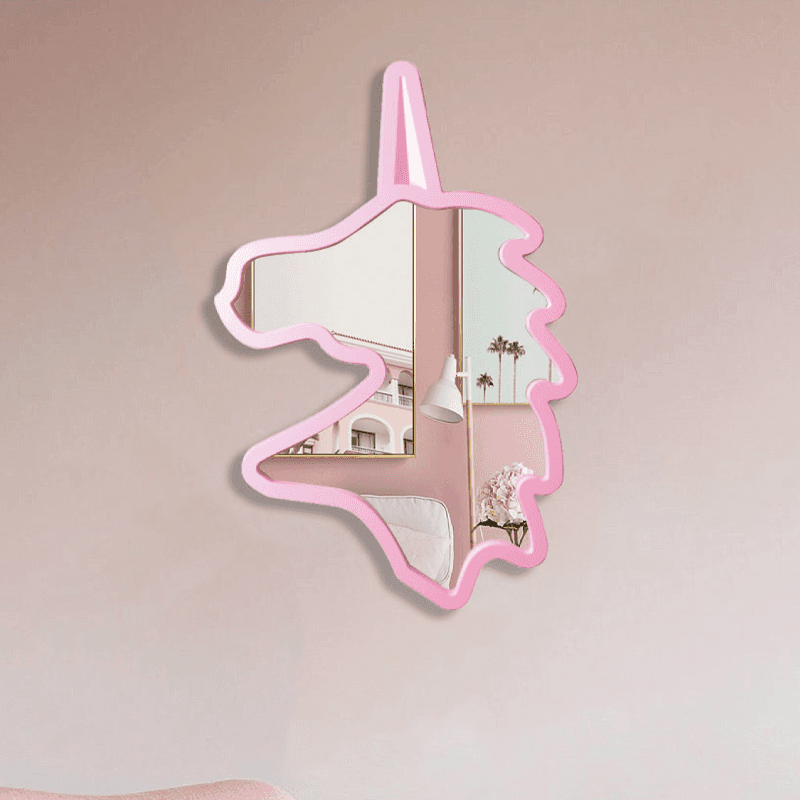 Espejo moderno decoración de pared unicornio rosa