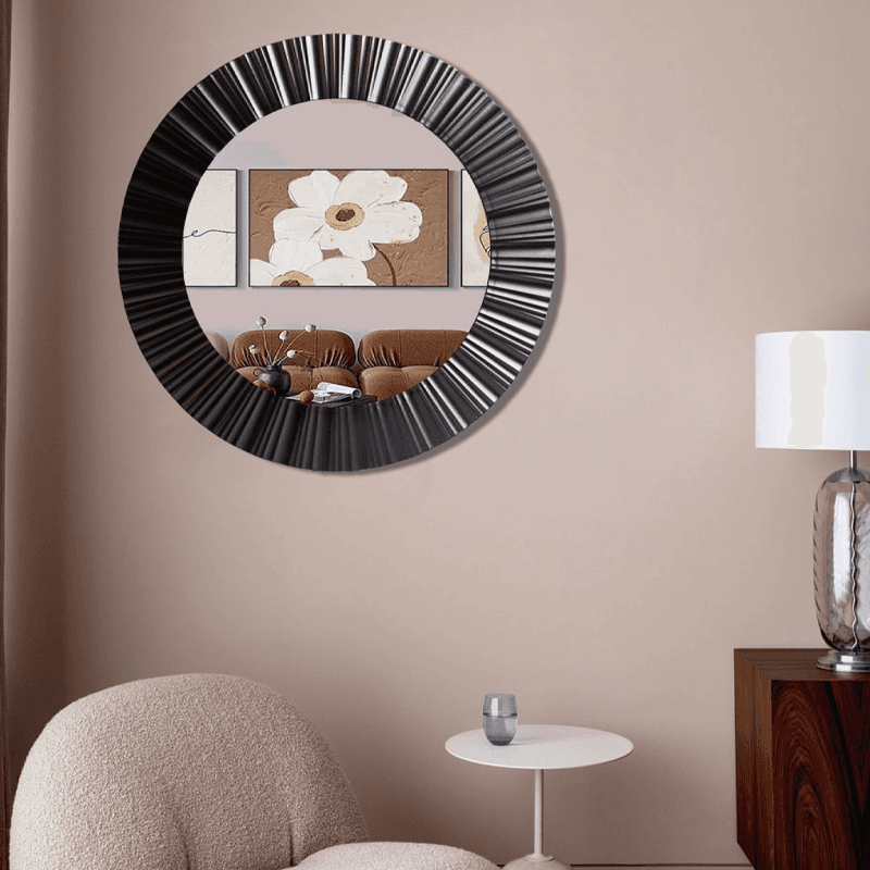 Espejo moderno redondo negro con decoración de pared de 51cm