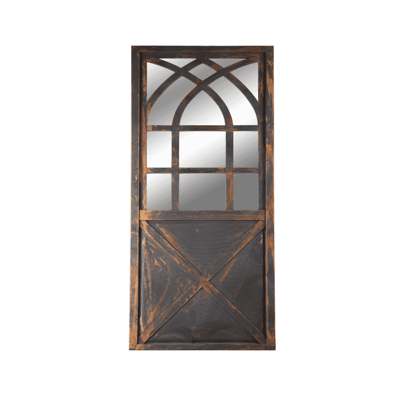 Espejo de jardín con puerta de pared vintage dorado