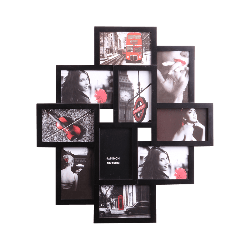 Marco de fotos collage galería 10 aperturas negro